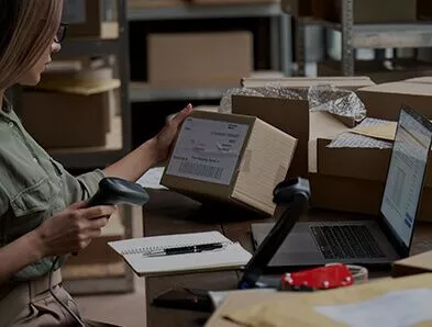 Logistics team using a tablet application