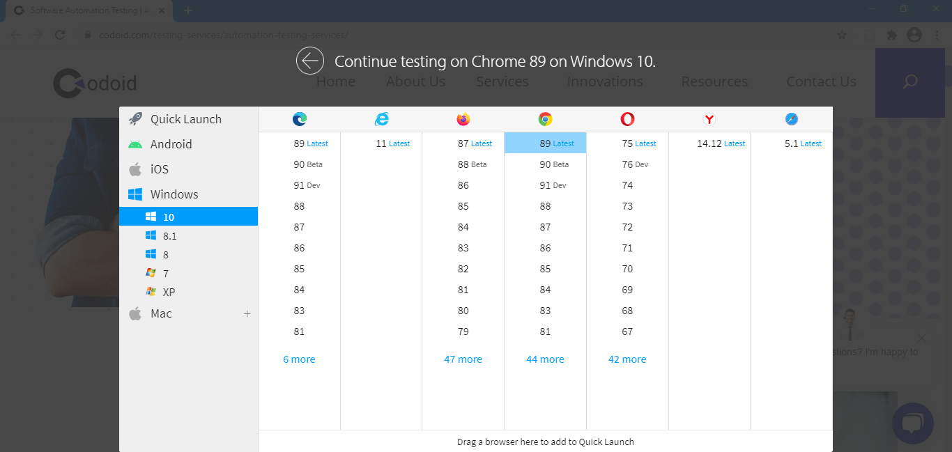 BrowserStack Tutorial for Switching the Browser