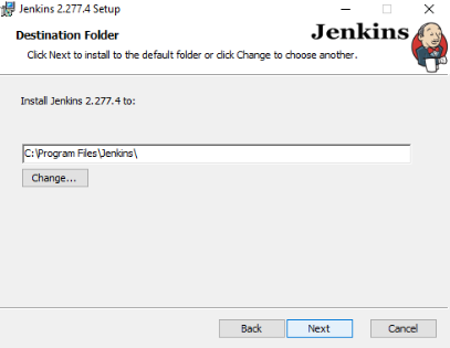Jenkins Integration Destination Folder