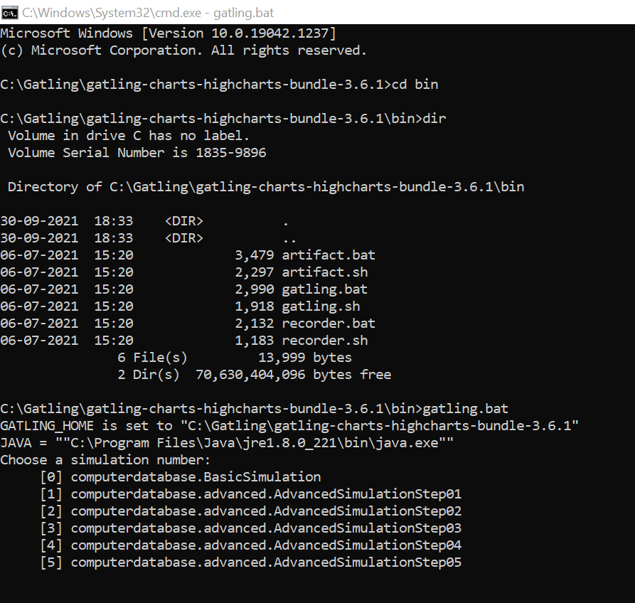 Gatling Directory Command Prompt