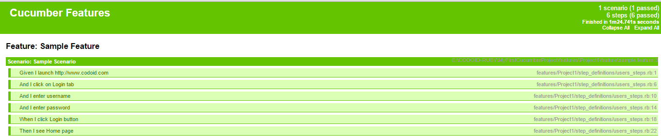 Step10-Run the feature file, report file