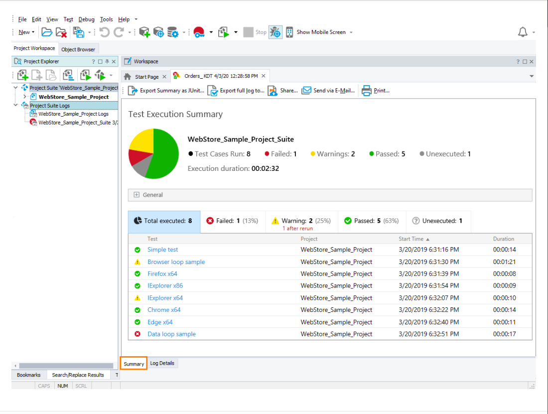 Viewing Execution Results