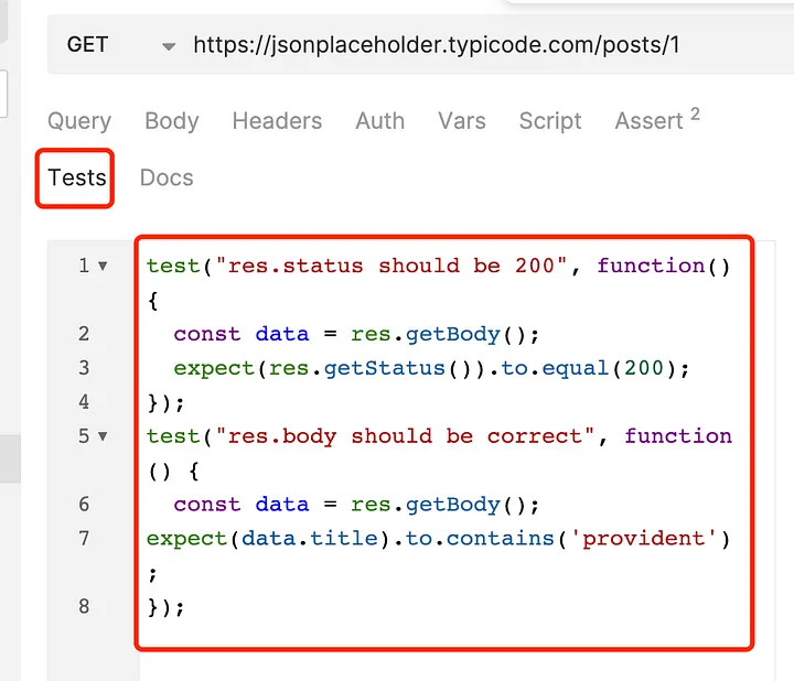 Test Assertions Using JavaScript - Bruno API Automation