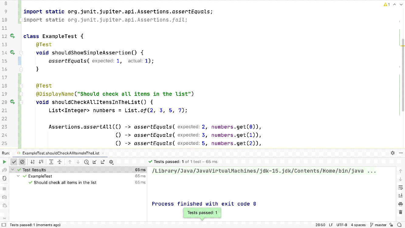 results in the Run window View Test Results