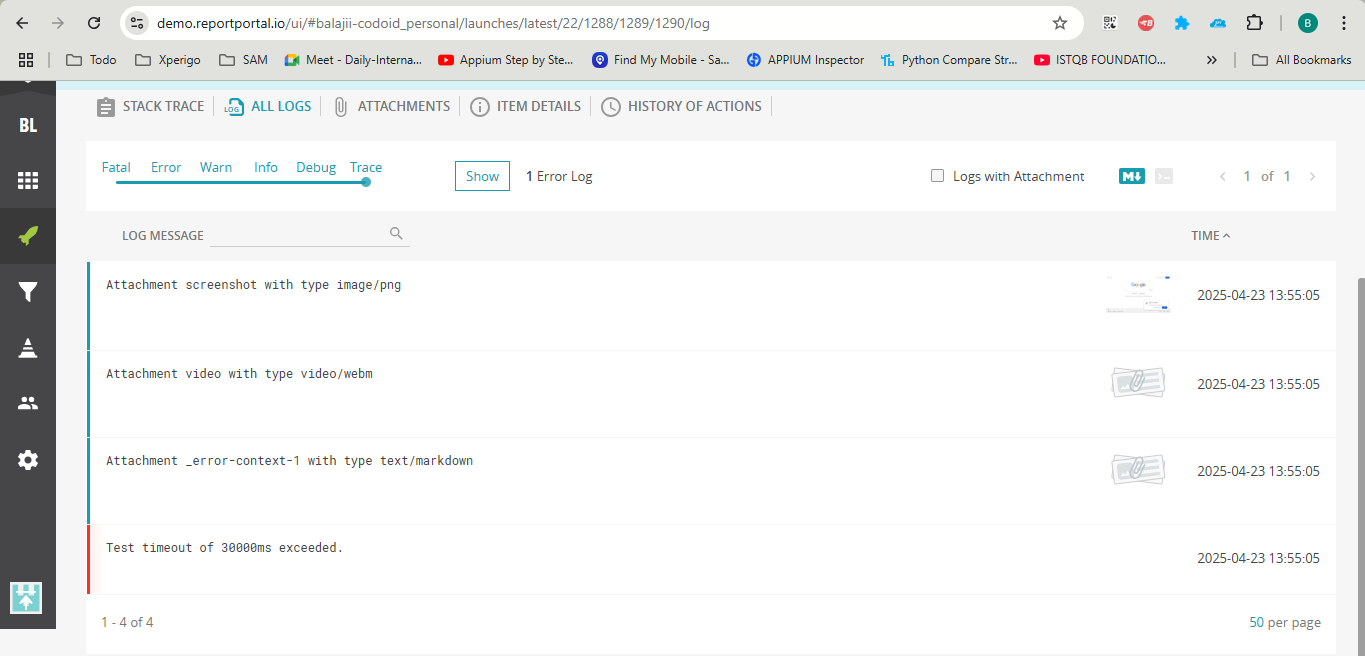 Report Portal Result Playwright Report Portal Integration