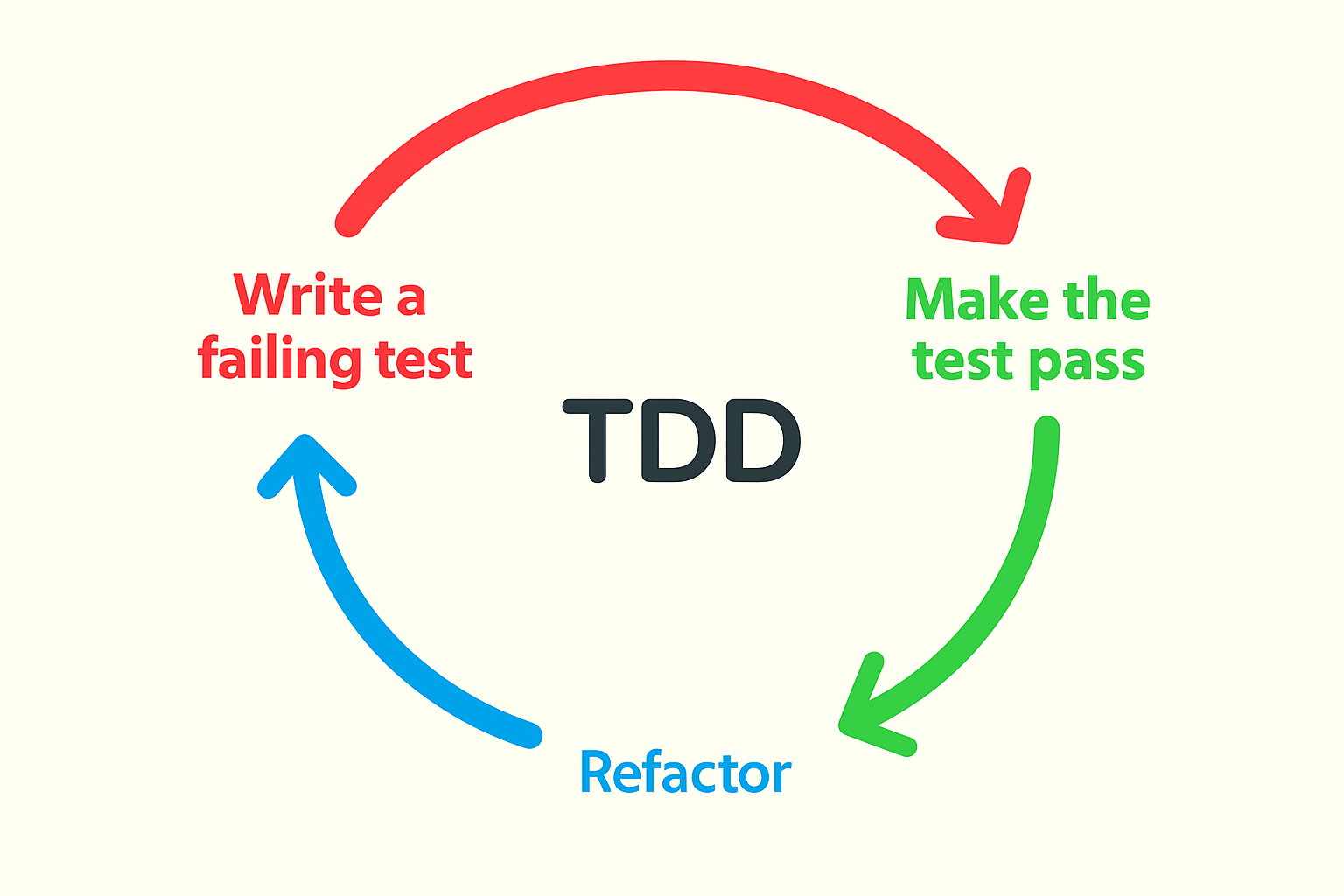  Circular diagram illustrating the TDD cycle: 
